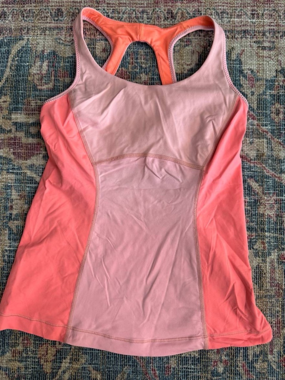 lululemon athletica Pink and Coral Racerback Tank Top